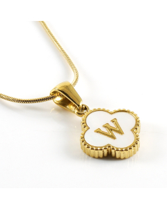 V Wholesale Initial Letter Lucky Clover Necklace Inlaid Nature Shell CA7810197