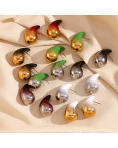 Wholesale Earring Niche Popular Plated 18K Gold Painting Water Drop Stainless Steel Earrings Female