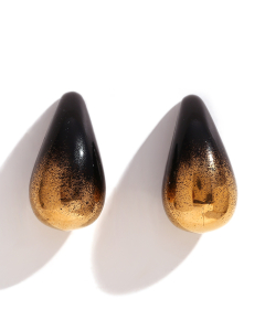 Wholesale Earring Niche Popular Plated 18K Gold Painting Water Drop Stainless Steel Earrings Female-Gold Color-Black