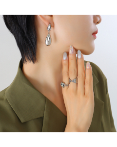 Steel Color Water Droplets Titanium Steel Drop Earrings Wholesale