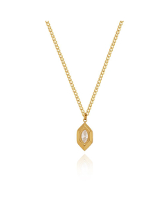 Niche INS Style White Diamond Inlaid Stainless Steel Hexagon Plated 18K Gold Necklace