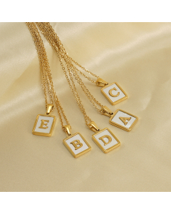Wholesale Gold Necklace Inlaid White Shell And Initial Letter Necklace CA7810200