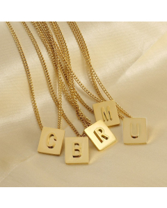 Wholesale Gold Plated Square Initial Letter Necklace CA7810194