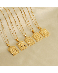 Wholesale Hip Hop Square Charms With Initial Letter And Link Chain Necklace CA7810199