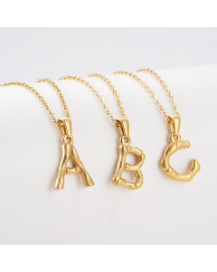 Wholesale Initial Letter Bamboo Style Fashion Necklace In Gold Color CA7810198