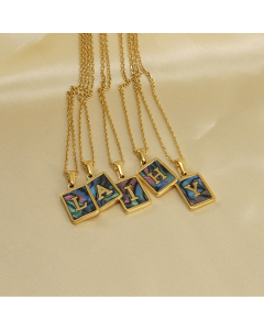 Wholesale Initial Letter Necklace Inlaid Black Shell Charms CA7810201