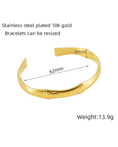 Wholesale INS Style Snake Cross Gold Plated Stainless Steel Bangle LY881014-662