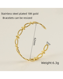Wholesale INS Style Snake Cross Gold Plated Stainless Steel Bangle LY881014-665