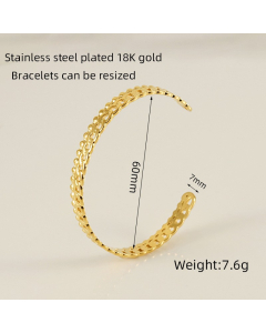 Wholesale INS Style Snake Cross Gold Plated Stainless Steel Bangle LY881014-666