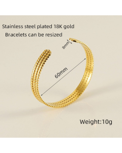 Wholesale INS Style Snake Cross Gold Plated Stainless Steel Bangle LY881014-667