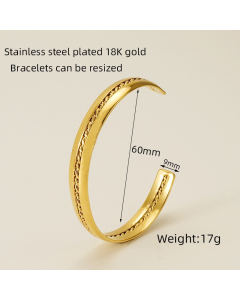 Wholesale INS Style Snake Cross Gold Plated Stainless Steel Bangle LY881014-668