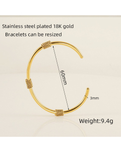 Wholesale INS Style Snake Cross Gold Plated Stainless Steel Bangle LY881014-669