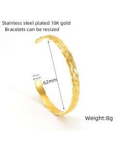 Wholesale INS Style Snake Cross Gold Plated Stainless Steel Bangle LY881014-670