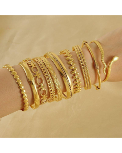 Wholesale INS Style Snake Cross Gold Plated Stainless Steel Bangle LY881014