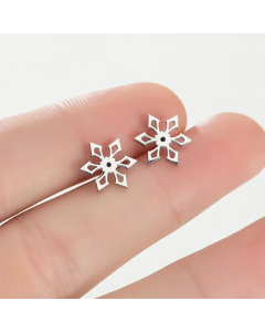 Simple Style Snowflake Stainless Steel Ear Studs Plating No Inlaid Stainless Steel Earrings