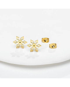 Wholesale Snowflake Stainless Steel Earring Studs Earrings Gold Plated