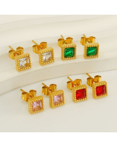 Wholesale Square Earring Zircon Stainless steel stud earring LY881015