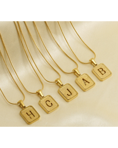 Wholesale Square Pendant Necklace With Hallow Initial Letter CA7810211