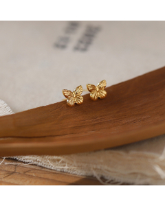 Wholesale Gold-plated Earrings Fashion Minimalism Mini Butterfly Wings Earrings Small Stainless Steel Earrings
