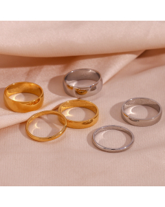 Minimalism Light Luxury Plated 18K Gold Circle Ring Stainless Steel Ring 