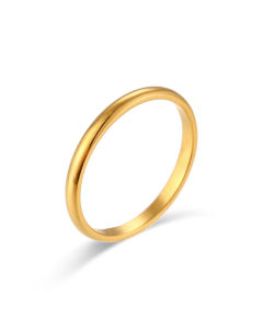 Wholesale Stainless Steel Ring Plated 18K Gold Circle Ring YK28620-Gold Color-2mm-5
