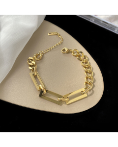 Wholesale Stainless Steel Collarbone Chain Splicing Chain Necklace-Bracelet-Gold Color