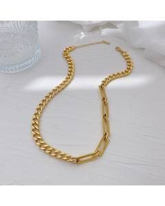 Wholesale Stainless Steel Collarbone Chain Splicing Chain Necklace-Necklace-Gold Color