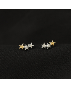 Wholesale Fine Jewelry Minimalism Star Two-color Five-pointed Star Small Earrings Non-fading Earrings