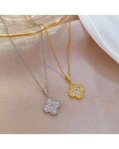Wholesale Titanium Steel Lucky Clover Necklace CA7810163