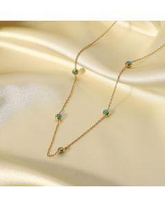 Wholesale Turquoise Eye Beads And Stainless Steel Fine Necklace CA7810182