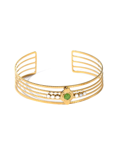 Wholesale Fine Jewelry INS Style Plated 18K Gold Wide-rimmed Zircon Inlaid Stainless Steel Bracelet Ring Set