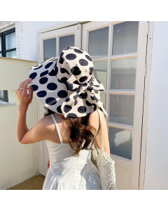 Polka Dot Wide Brim Sun Hat-Beige-HC680711-1