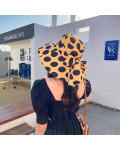 Polka Dot Wide Brim Sun Hat-Yellow-HC680711-5