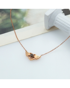 Wholesale Stainless Steel Necklace Classic Minimalism Women's Angel Wings Love Pendant Necklace