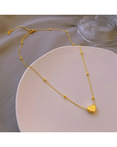Women's Gold Stainless Steel 3D Heart Pendant Necklace CA7810233