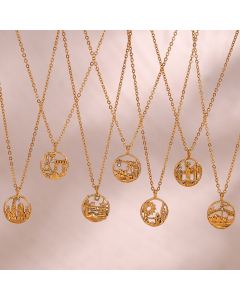 Wholesale Personality Pendant Sweater Chain Accessories Stainless Steel World City Round Pendant Necklace