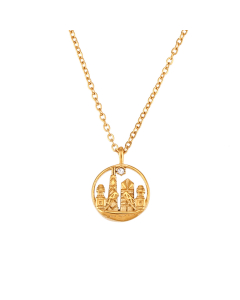 Wholesale Personality Pendant Sweater Chain Accessories Stainless Steel World City Chicago Round Pendant Necklace