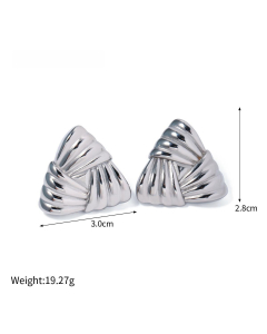 Simple Style Woven Texture Spell Color Triangle Stud Earrings 18K Gold Stainless Steel Earrings 