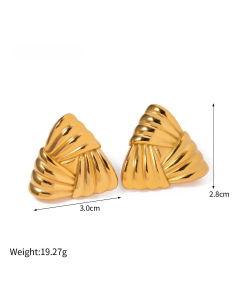 Fashion Simple Style Woven Texture Spell Color Triangle Stud Earrings 18K Gold Stainless Steel Earrings 