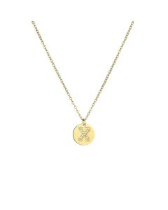 Fashion Diamond Clavicle Chain Letter Pendant Titanium Steel Necklace-X