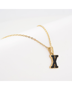 X Black Shell Initial Letter Stainless Steel Necklace CA7810229