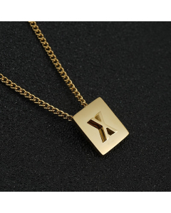 X Gold Plated Square Initial Letter Necklace CA7810194