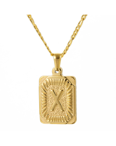 X Hip Hop Style Initial Letter With Curby Chain Necklace CA7810225