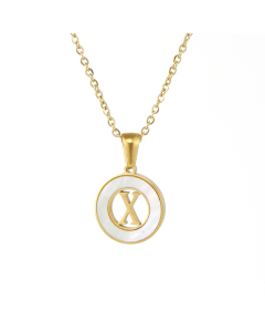 X Hollow Letter With White Shell Necklace CA7810208