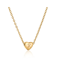 X Initial Letter 3D Hard Heart Necklace CA7810207