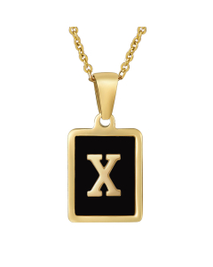 X Initial Letter Necklace Inlaid With Black Shell CA7810215