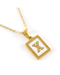 X Initial Letter Necklace Inlaid With White Shell Pendant CA7810216