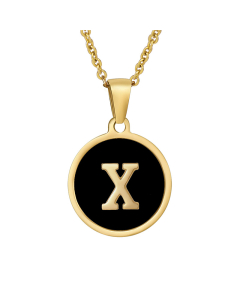 X Initial Letter Necklace With Black Shells CA7810193