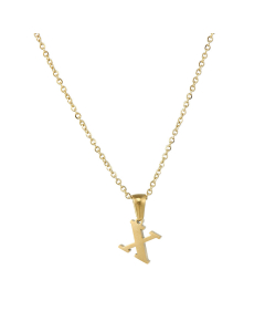 X Mirror Polish Initial Letter Figaro Chain Necklace CA7810227