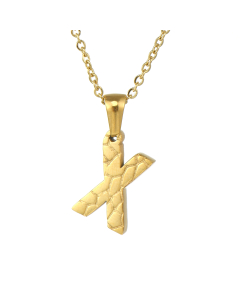 X Stainless Steel Necklace With Initial Letter Harsh lines Pendant CA7810212